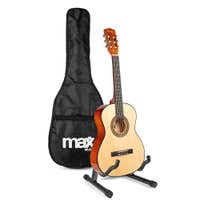 MAX SoloArt Junior 3/4 - Guitarra Clásica infantil - Set completo de iniciación con accesorios y soporte - Madera