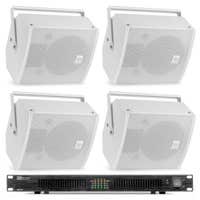 Sistema de sonido Power Dynamics PDW6W con 4 altavoces y amplificador - Para hostelería - 1200W - Blanco