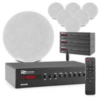 Power Dynamics - Pack de 8 altavoces de techo + 4 amplificadores con WiFi inteligente multiroom para 4 habitaciones - Con Bluetooth