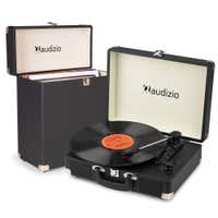 Tocadiscos Audizio RP116BK con estuche - Reproductor de LP con altavoces - Entrada/salida Bluetooth - Negro