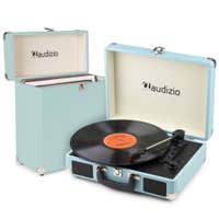 Tocadiscos Audizio RP116BL con estuche - Reproductor de LP con altavoces - Entrada/salida Bluetooth - Azul