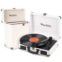 Tocadiscos Audizio RP116CR con estuche - Reproductor de LP con altavoces - Entrada/salida Bluetooth - Color crema