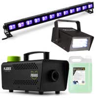 Set completo de efectos de Halloween BeamZ con máquina de humo, luz estroboscópica LED, barra de luz negra LED y líquido