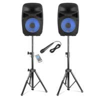 Vonyx VPS082A Conjunto de altavoces para discoteca - Altavoces con soporte y micrófono - Ideal para discoteca y karaoke