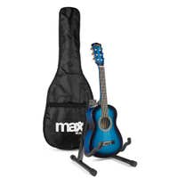 Set de iniciación MAX SoloArt Junior 1/4 - Guitarra Clásica infantil con soporte y accesorios - Azul