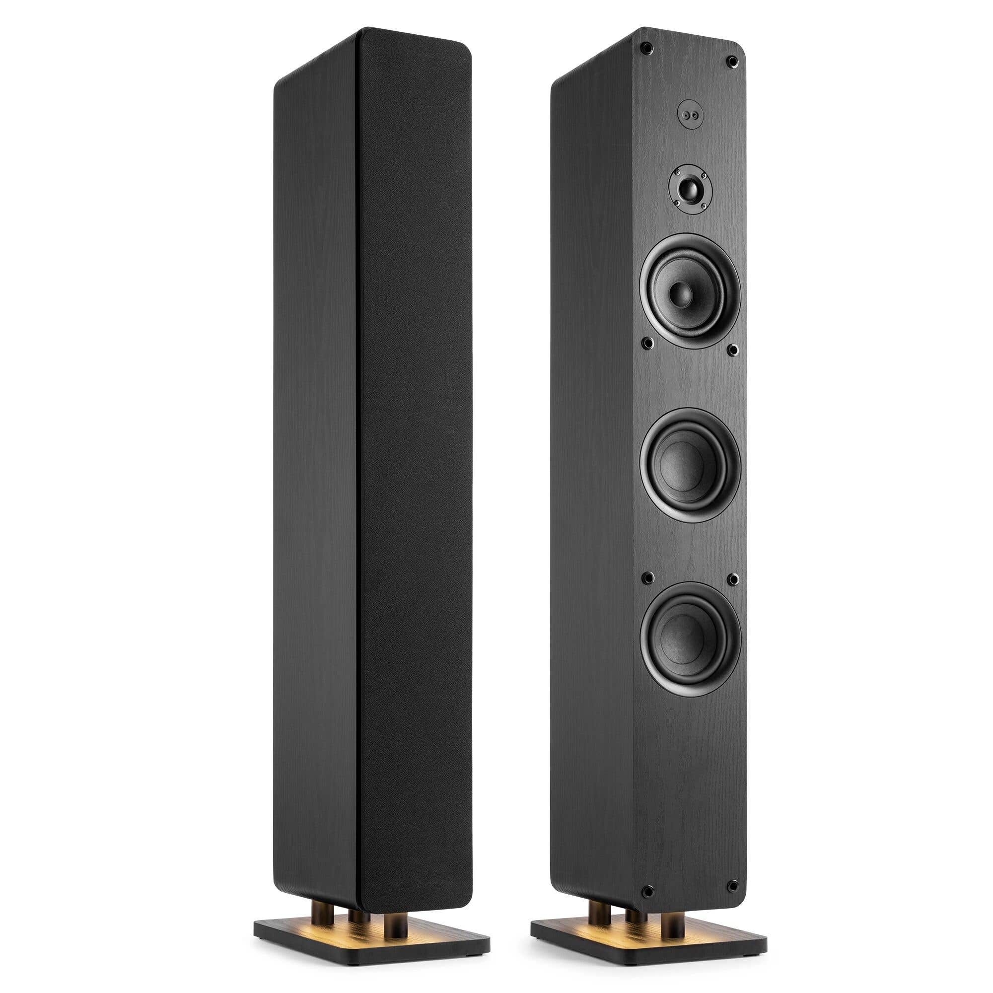 Audizio ARCO – Pack de 2 altavoces de torre activos con radio DAB+, radio digital y radio FM, Bluetooth 5.2, USB y entrada óptica 320W, color negro