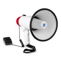 Vonyx MEG045 Megáfono de 45W con sirena, función de grabación y 1000 metros de alcance - Blanco, Rojo