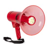Vonyx MEG050 Megáfono de 50W con linterna y sirena, función de grabación, 1 KM de alcance - Rojo