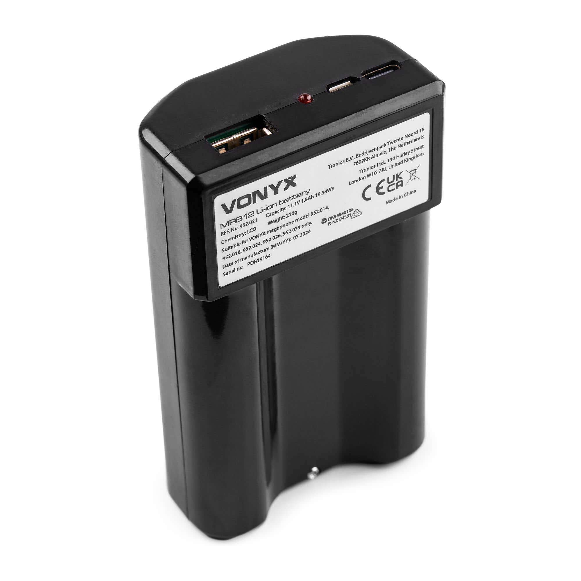 Reacondicionado - Vonyx MRB12 Batería de iones de litio de 12 V para megáfonos