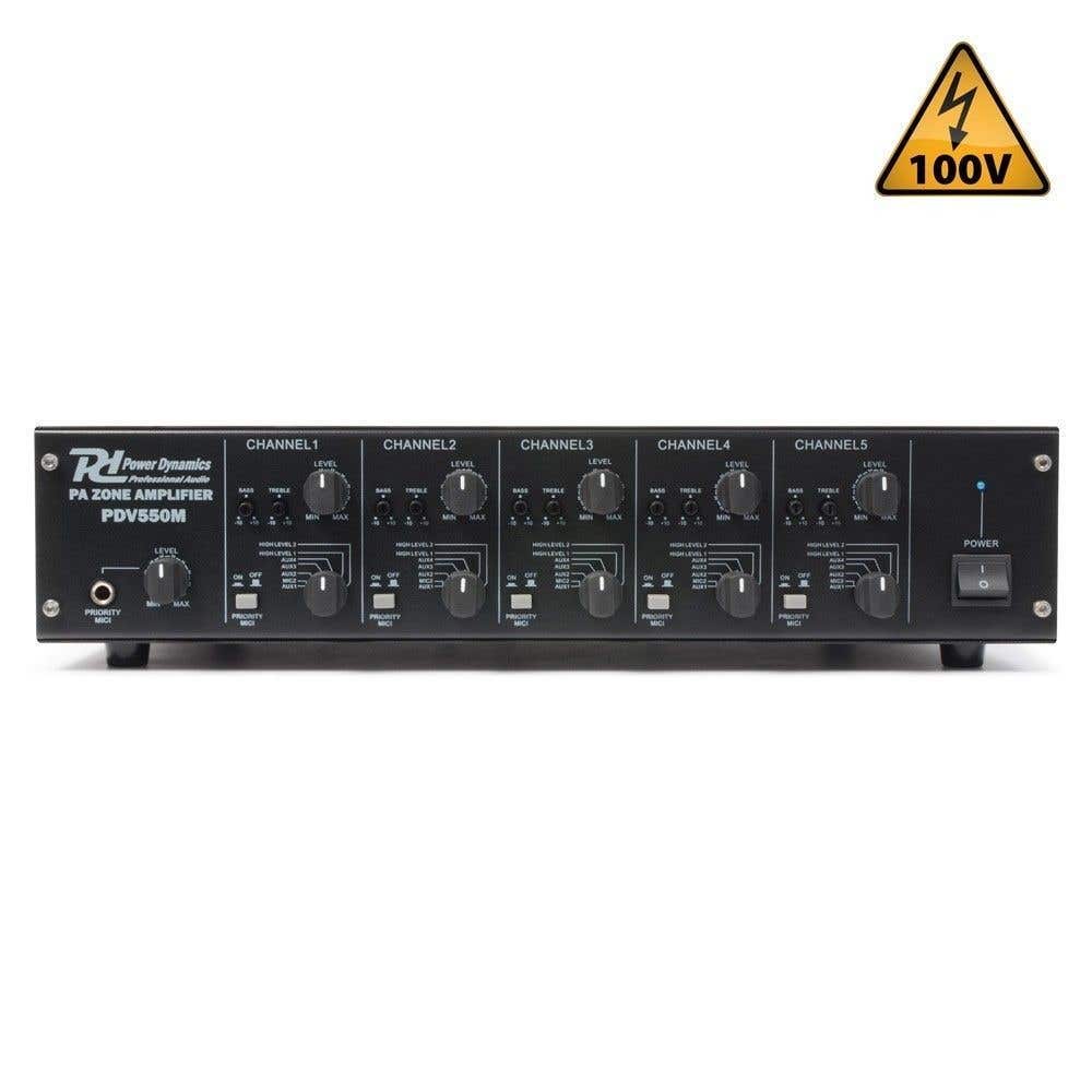 Power Dynamics PDV550M Amplificador Matrix linea de 100V 5x50W 5 Zonas