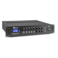 Power Dynamics PRM1202 - Amplificador 2 zonas 2x120W, Bluetooth, MP3, USB/SD, XLR con Phantom, 100V/4-8Ω, enracable 19”