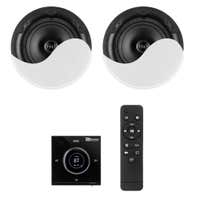 Power Dynamics Powerline B50BSet – Amplificador empotrable negro con Bluetooth, USB, microSD y 2 altavoces de techo blancos