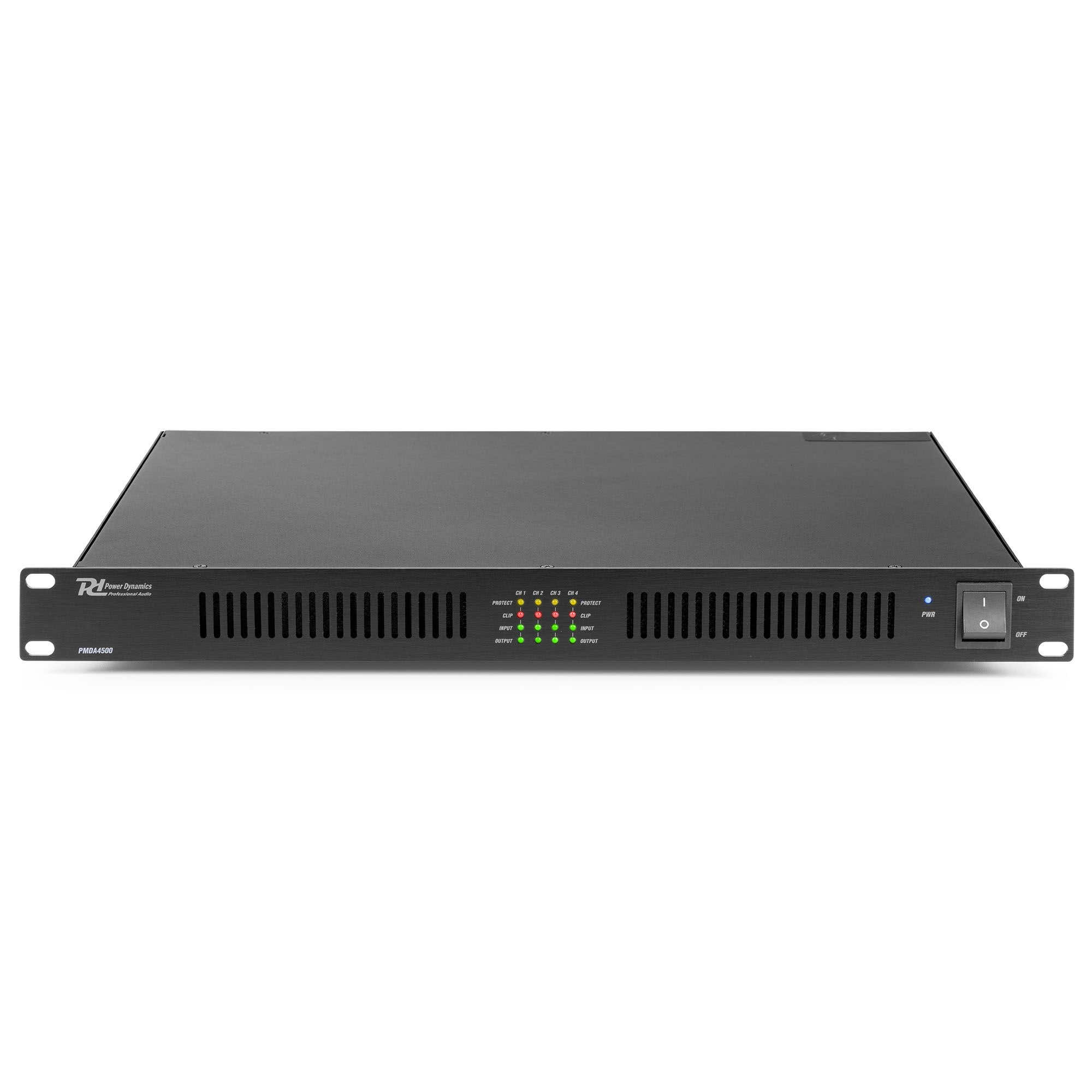 Power Dynamics PMDA4500 Amplificador de 4 canales 100V, clase D, 2000W