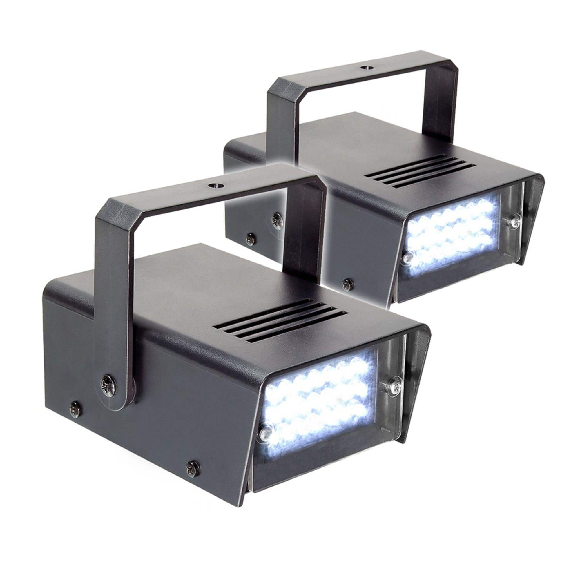 BeamZ BMS24LED – Pack de 2 unidades Estroboscopias LED con 24 LEDs Blancos  con Velocidad Ajustable