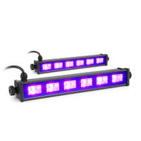 BeamZ BUV63 – Pack de 2 unidades barra LED UV Blacklight con 6 x 3W, efecto luz negra 395-405nm, color negro