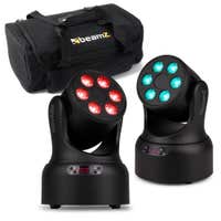 BeamZ NOVA68-BK – Pack de 2 unidades cabeza móvil LED RGBW 6 x 8W con maleta de transporte, foco LED móvil DMX, iluminación discoteca profesional, color negro