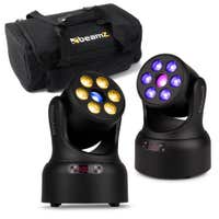 BeamZ NOVA68G-BK – Pack de 2 unidades cabeza móvil LED RGBW con gobo 6 x 8W + 30W y maleta AC-135, color negro