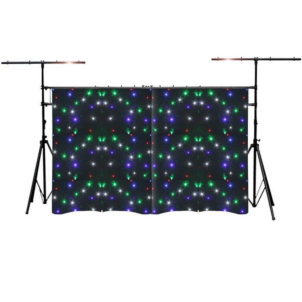 BeamZ SPW96 + LB60 – Pack cortina LED estrellas RGBW 3 x 2m con puente de iluminación 4m y hasta 60kg