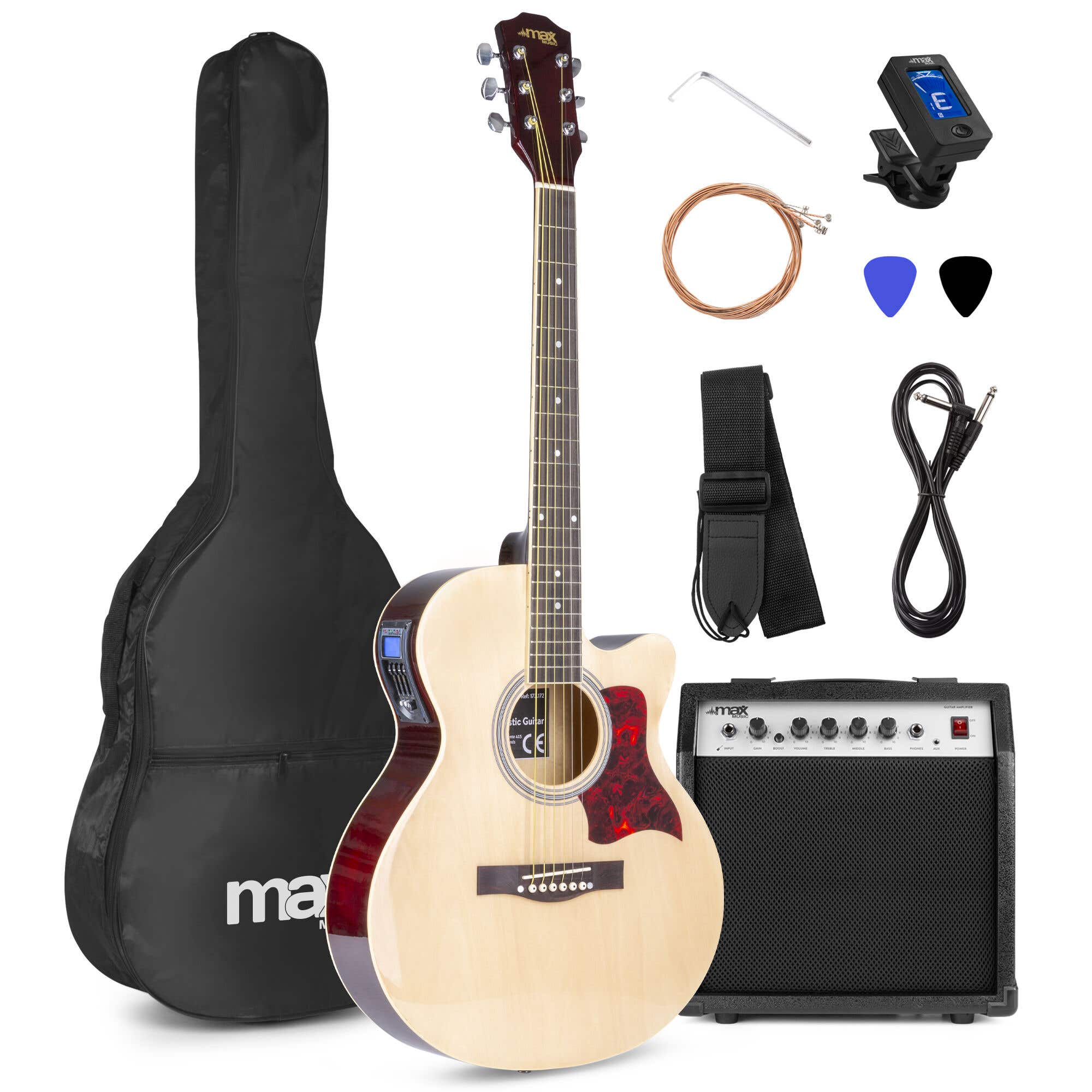 Max ShowKit Conjunto Guitarra Acústica Electrificada Natural
