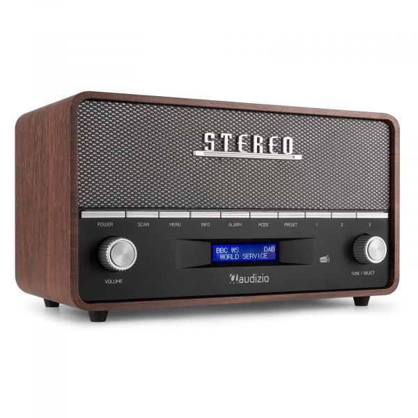 Audizio Corno Radio retro DAB+ con Bluetooth - Radio portátil estéreo con alarma - 60W