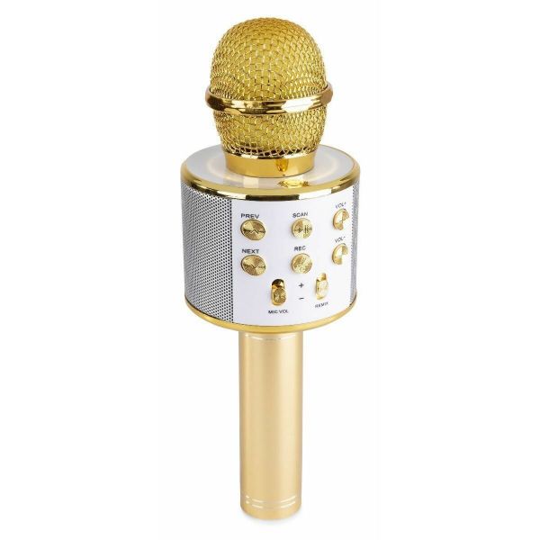 Max KM01 Micrófono de Karaoke con altavoz incorporado BT/MP3 Dorado
