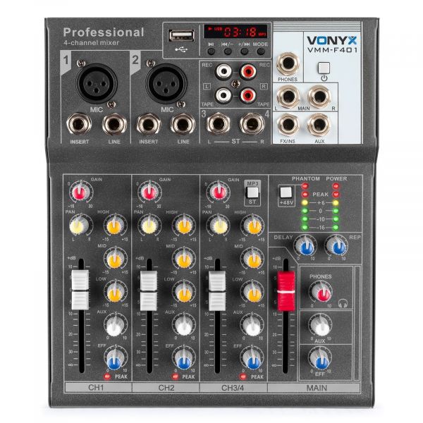 Vonyx VMM-F401 Mezclador directo 4 canales