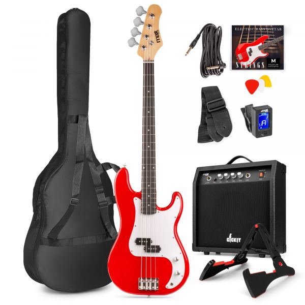 Max GigKit Bass Conjunto Bajo eléctrico Con Accesorios Color Rojo