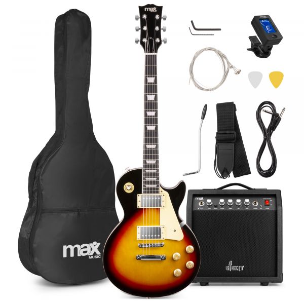 Max Gigkit LP - Guitarra eléctrica Pack completo con amplificador de 40 W y accesorios - Sunburst