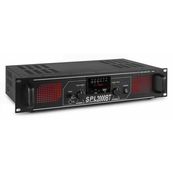Skytec SPL 2000BTMP3 Amplificador con LEDs rojo+EQ Negro