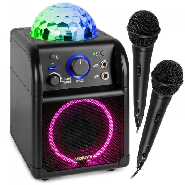 Vonyx SBS55B Conjunto Karaoke Negro con luces LED