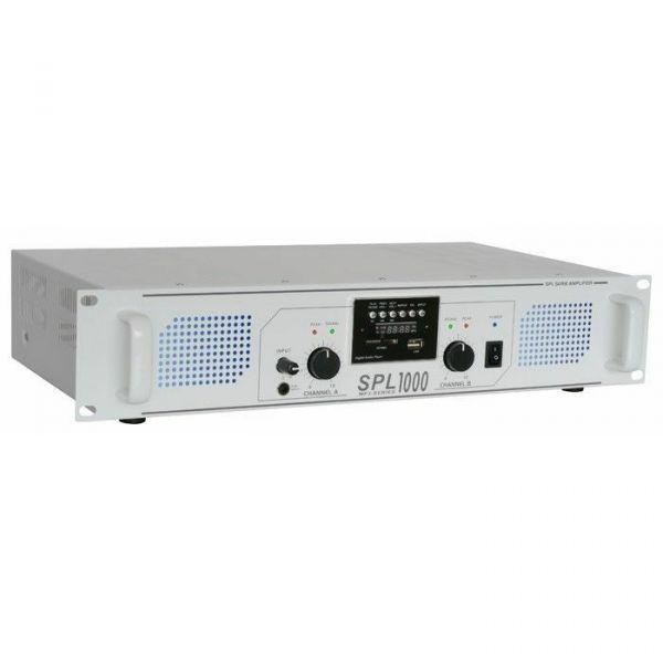 Skytec SPL 1000MP3 Amplificador con LEDs azules + EQ Blanco