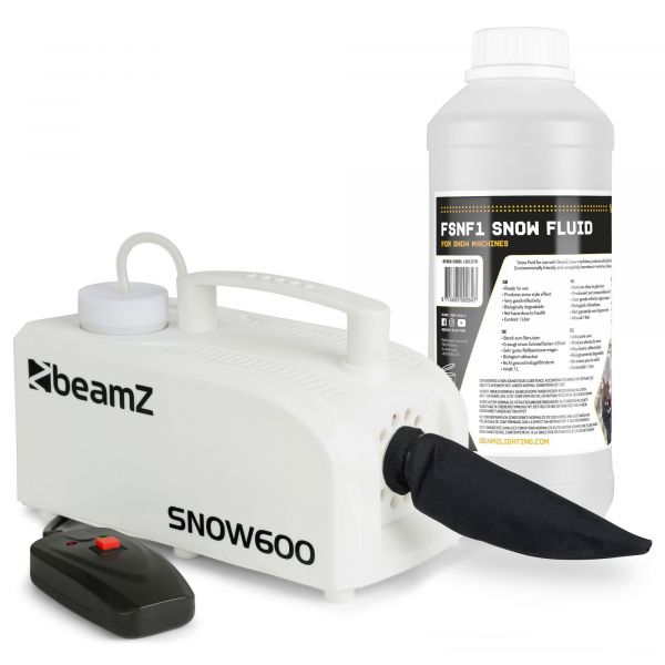 BeamZ SNOW600 máquina de nieve con mando a distancia con cable y 1 litro de líquido