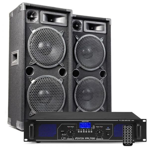 MAX210 Combinación para DJ de altavoces y amplificador Bluetooth de 2000 W