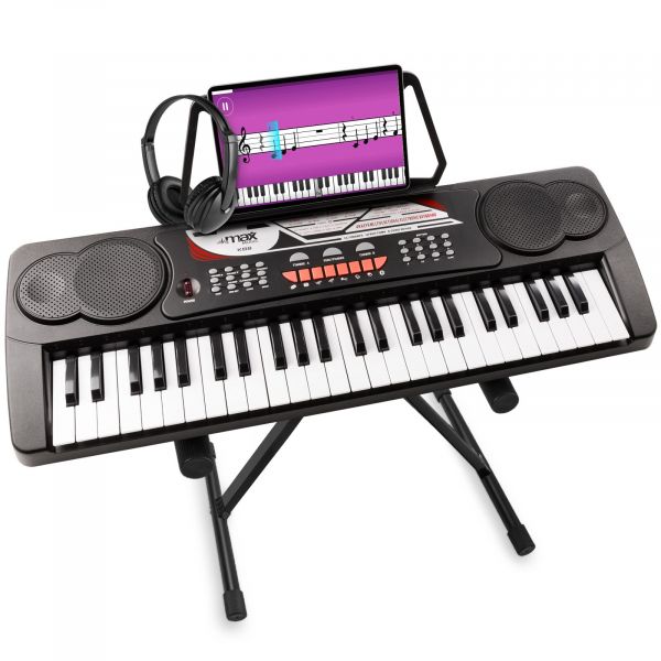 MAX KB8 Teclado con 49 teclas, soporte para teclado y auriculares