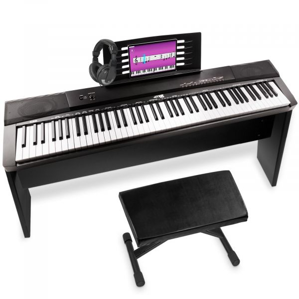 MAX KB6W Piano digital con 88 teclas, mueble, banco y auriculares
