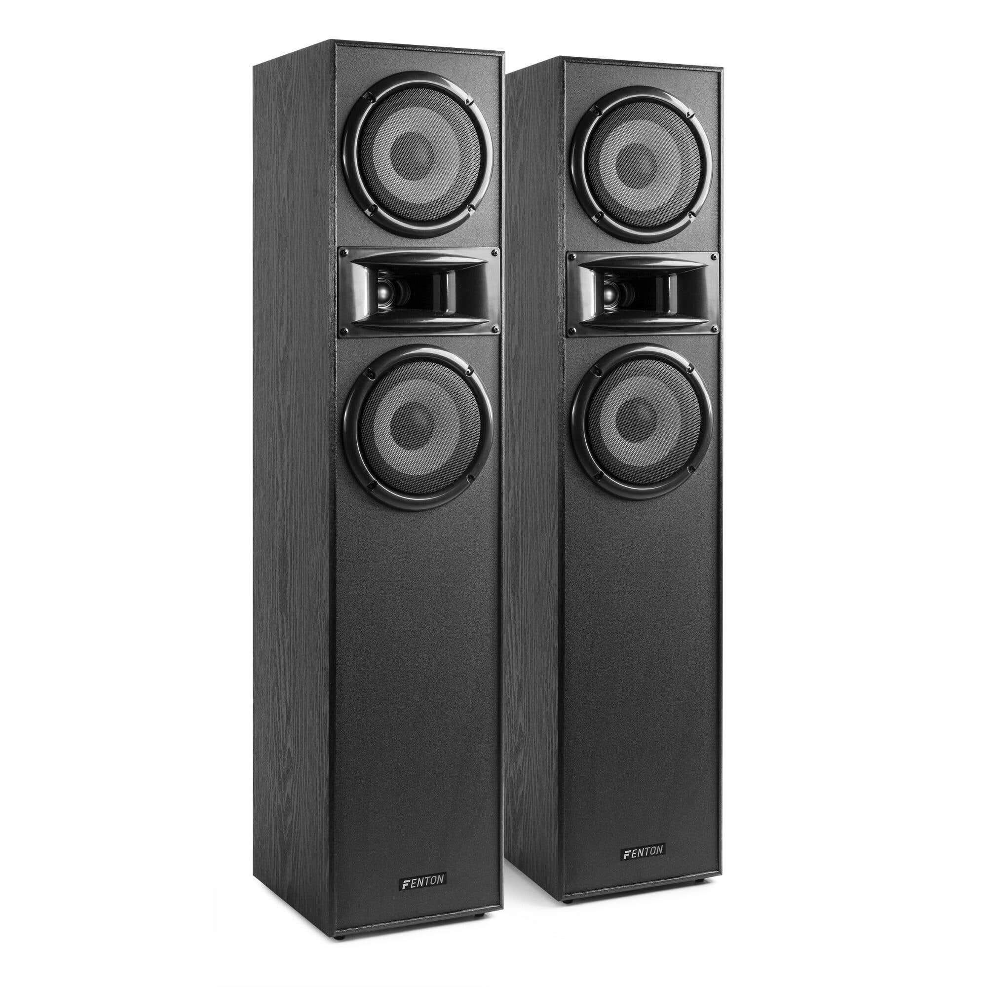 Fenton SHF700B - Par de altavoces torre HiFi de color negro, potencia de 400 W