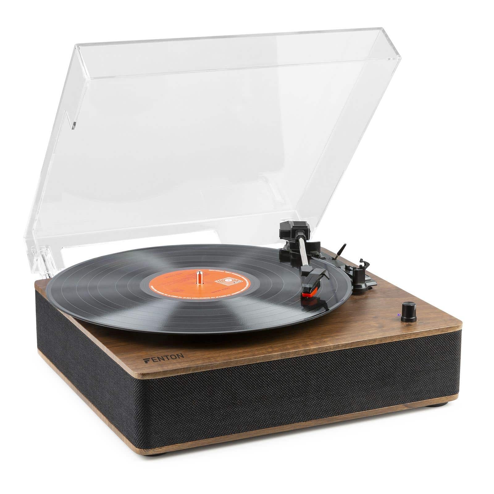 Fenton RP161 Tocadiscos retro Bluetooth in/out - Altavoces integrados - Estéreo - Nogal