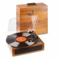 Fenton RP170L Tocadiscos con bluetooth y maleta de vinilos a juego - Madera