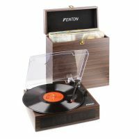 Fenton RP170D Tocadiscos con caja de almacenaje de vinilos Madera oscura