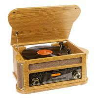 Fenton Memphis Tocadiscos retro con Bluetooth, radio DAB y FM, reproductor de CD, casete y mp3 - Madera clara