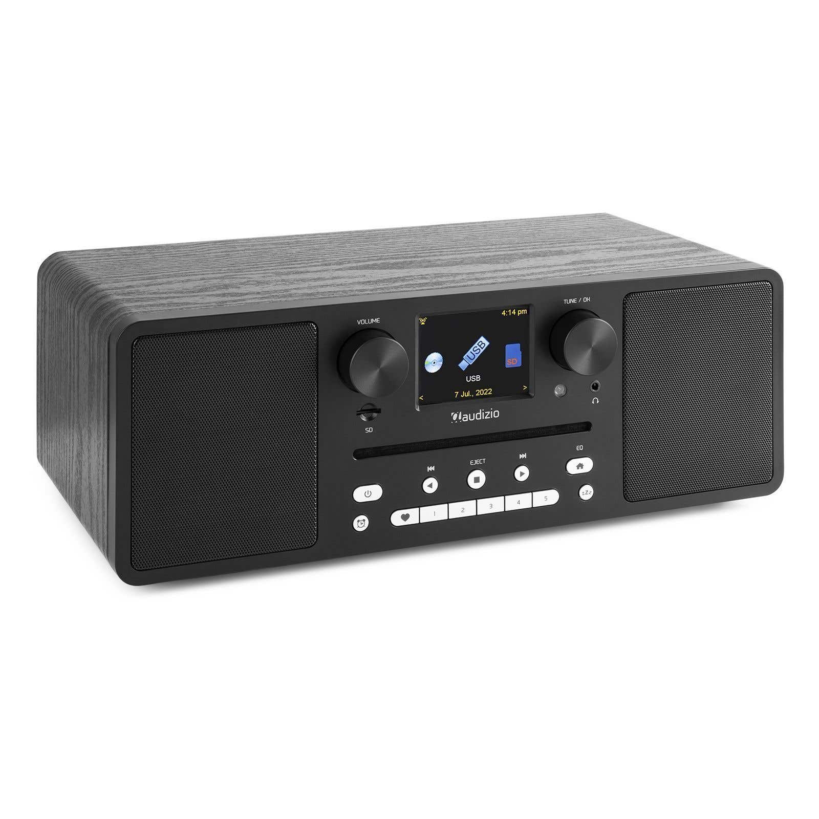 Audizio Naples Equipo de Música Todo en uno con CD, Bluetooth, DAB+, Internet - Negro
