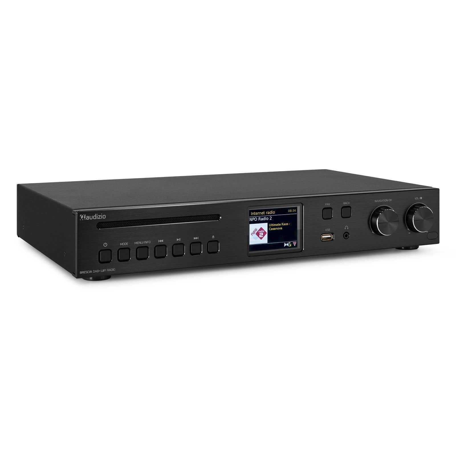 Audizio Brescia Internet Receiver with Amplifier, DAB+ and CD Player Black