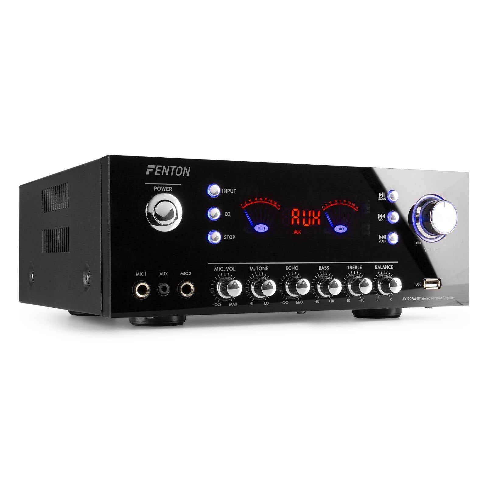 Fenton AV120FM-BT stereo versterker 2x 60W met Bluetooth