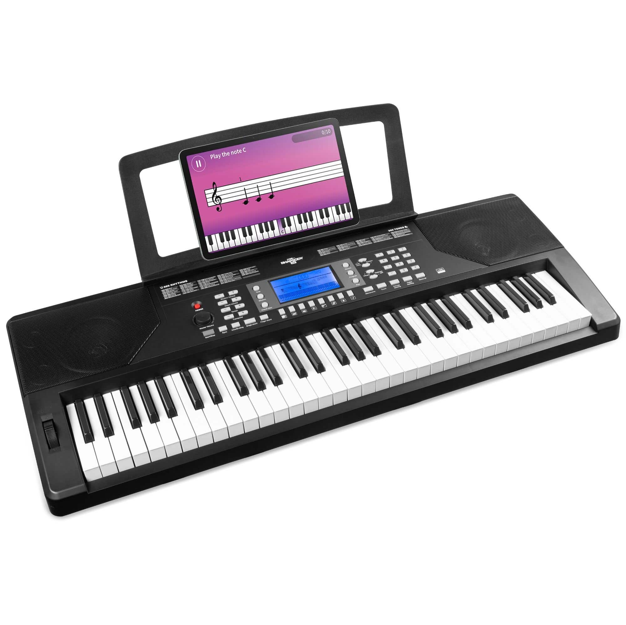 MAX Rhapsody61P Teclado pro con 61 teclas sensibles al tacto, con altavoces estéreo y MIDI