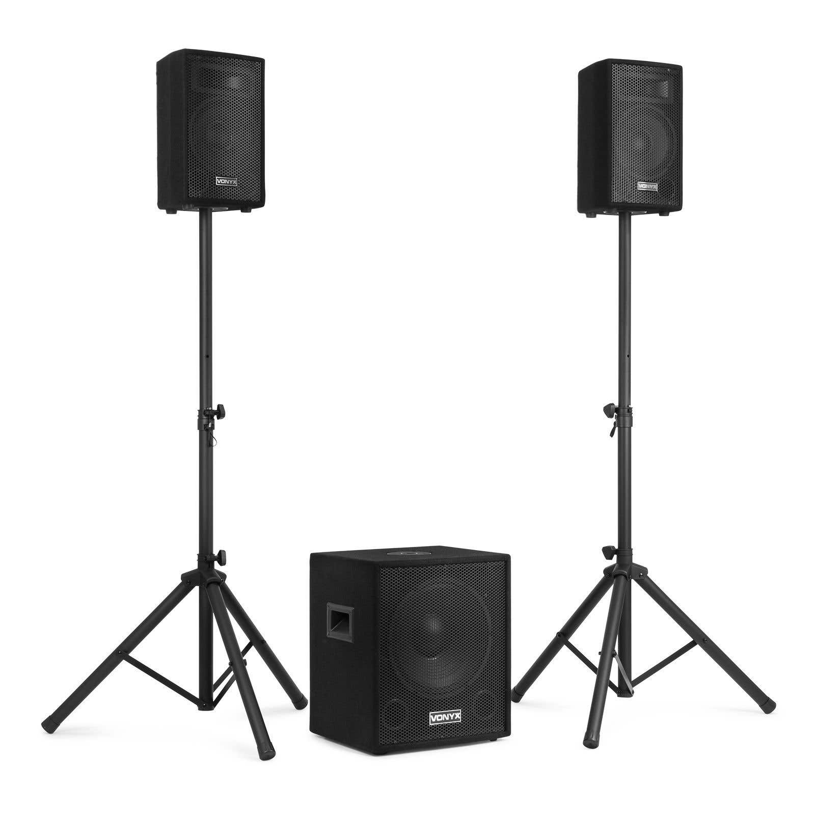 Vonyx VX0812BT 2.1 Pack de altavoces activos con subwoofer de 12" satélites de 8" y bluetooth