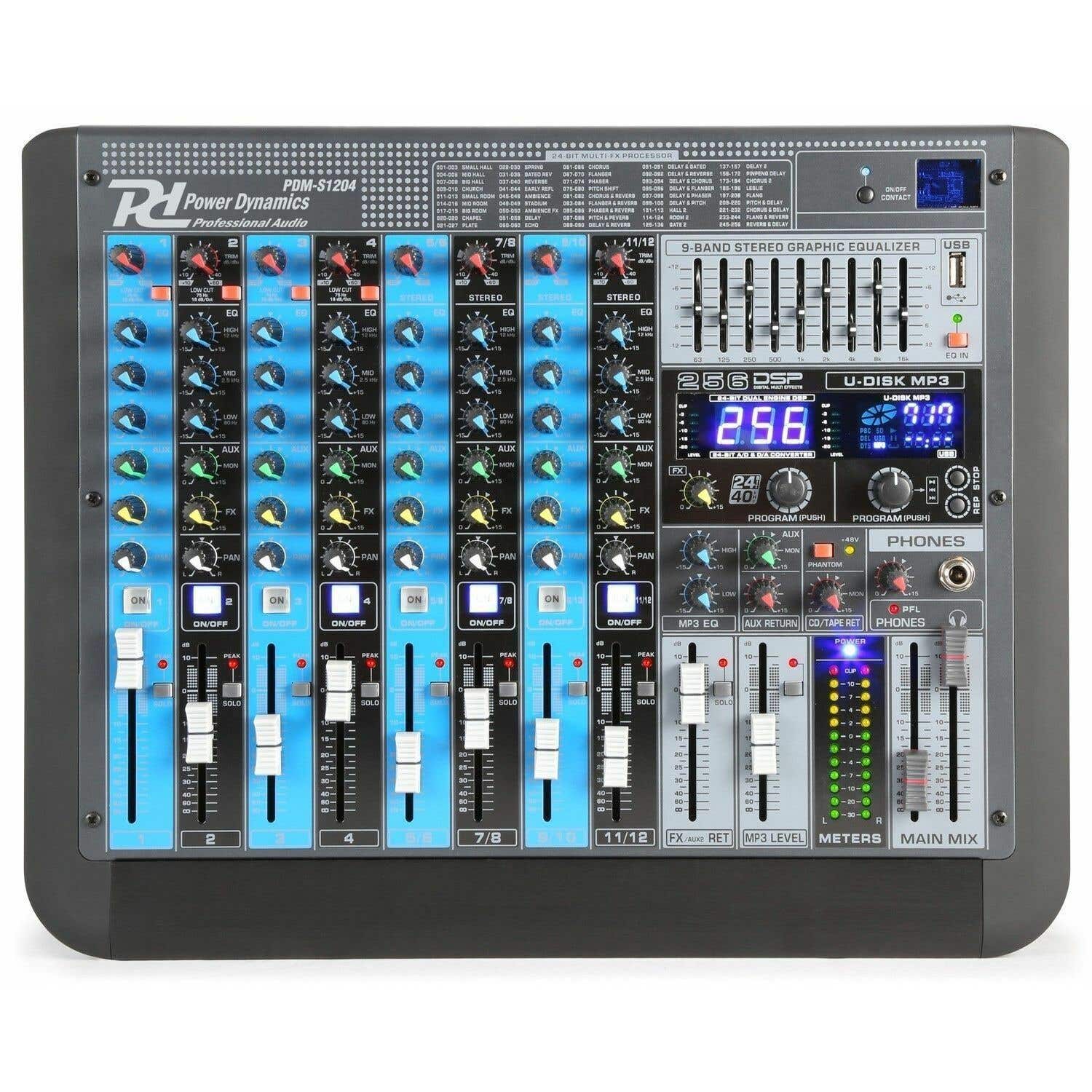 Power Dynamics PDM-S1204 Mezclador analogico 12 canales Profesional