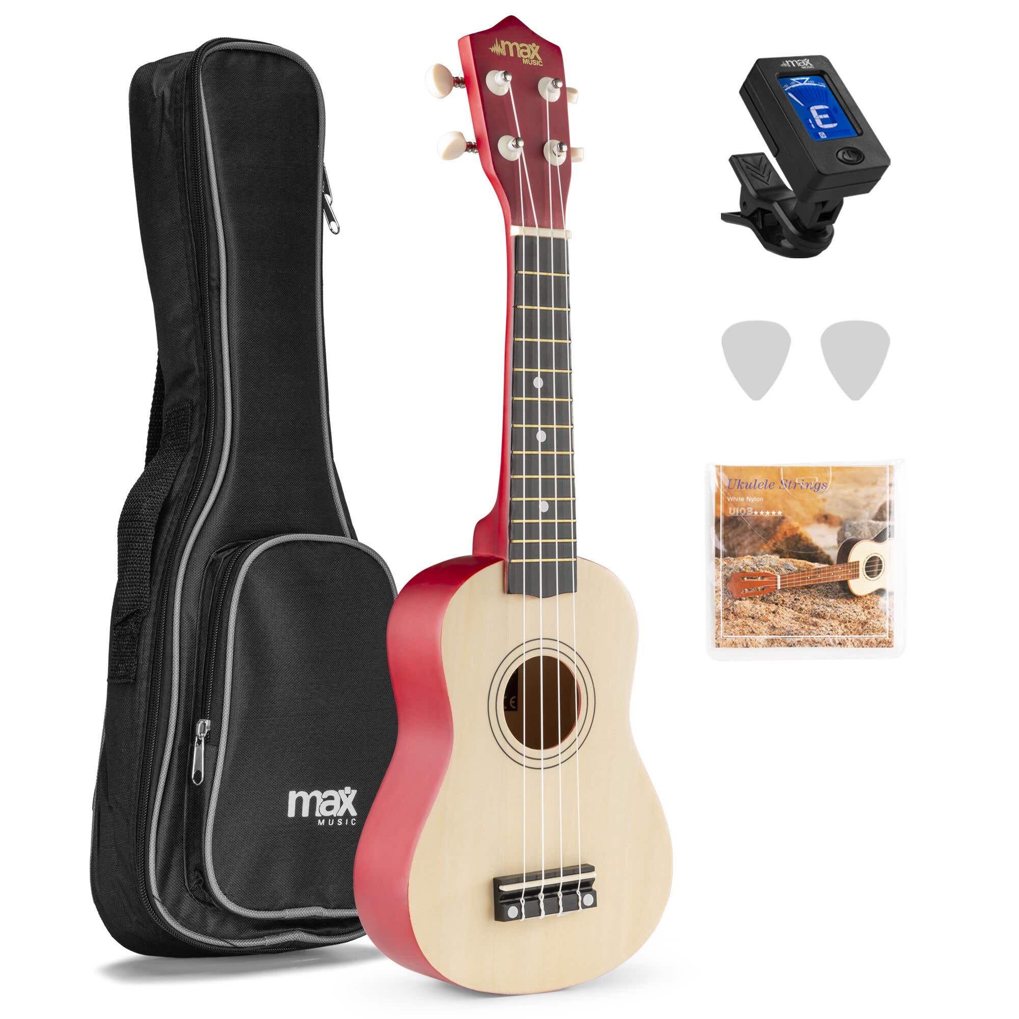 Max UKEY Ukulele Set Soprano 21" Natural
