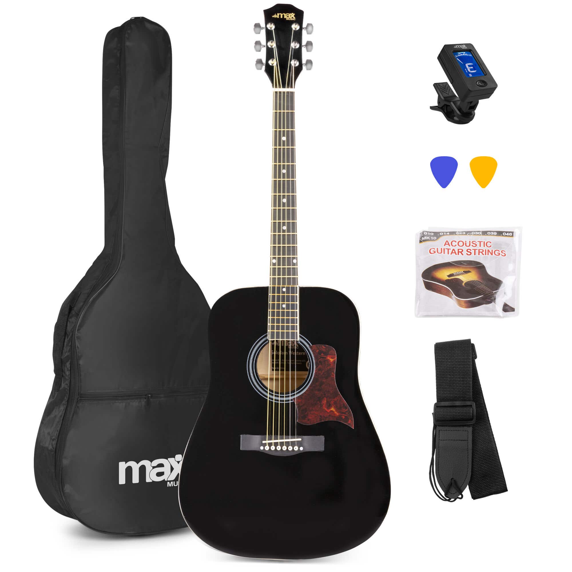 Max SoloJam Conjunto Guitarra Acústica Negra