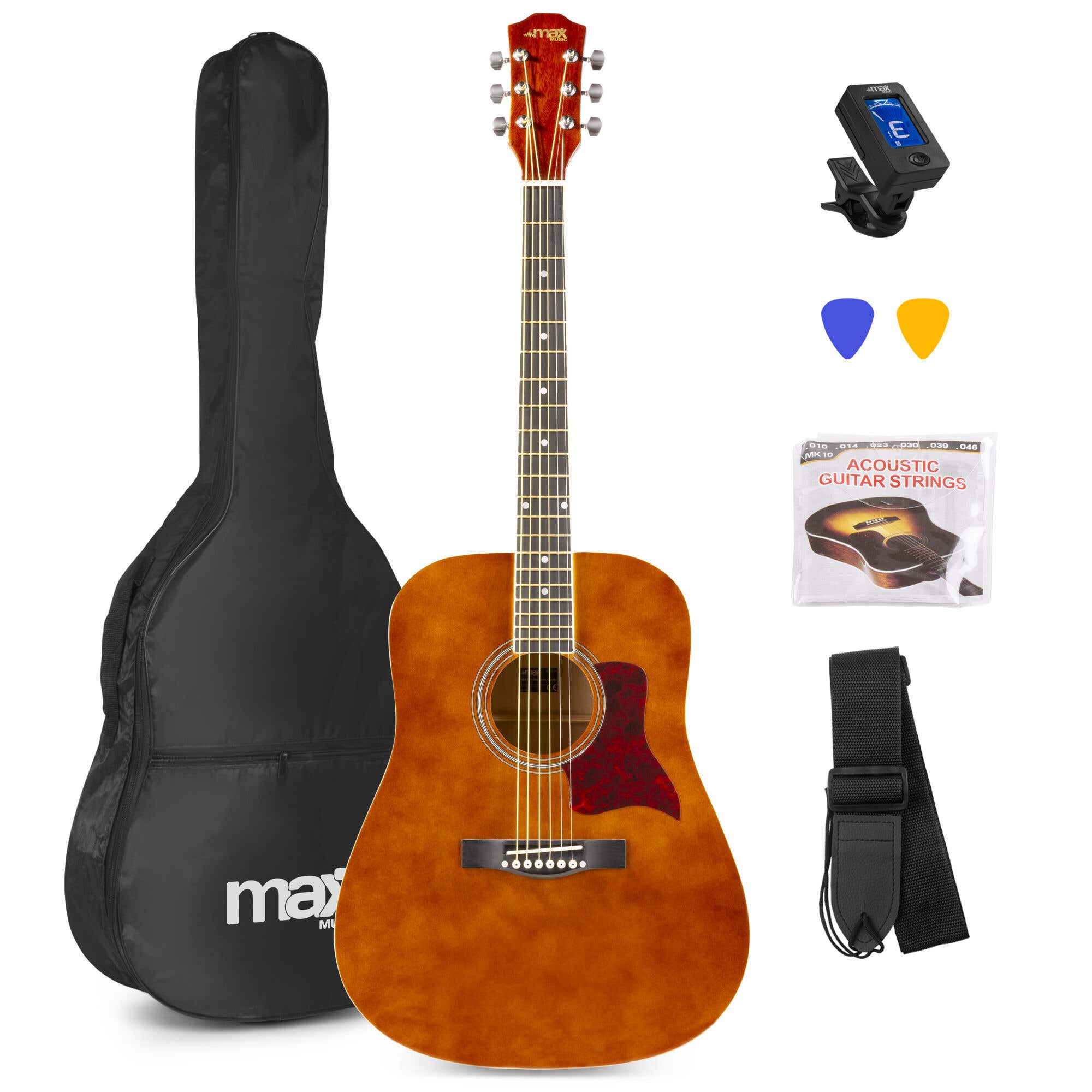 Max SoloJam Conjunto Guitarra Acústica Natural Oscura