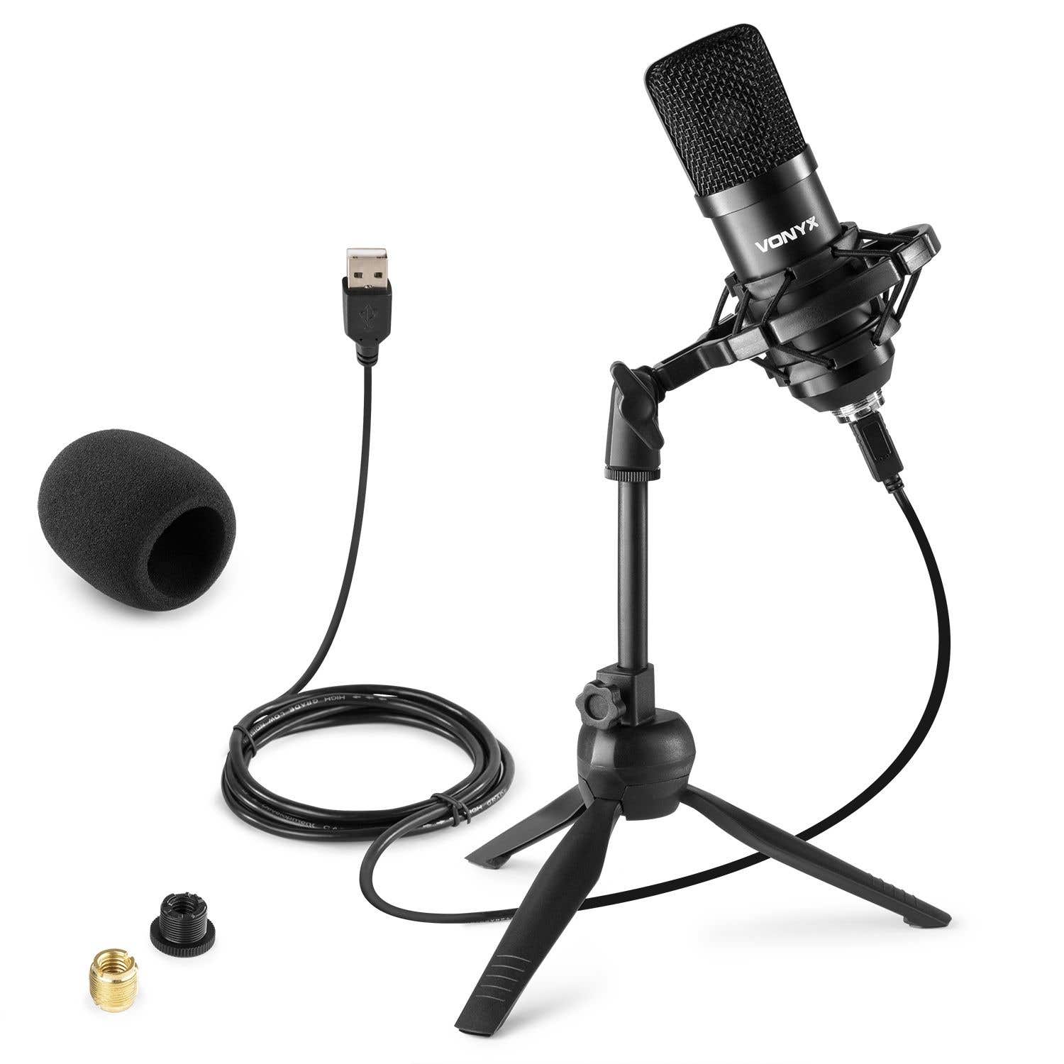 Vonyx CM300B Micrófono de estudio USB Negro
